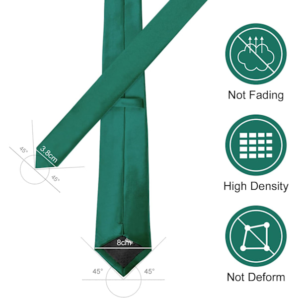Miesten solmiot Klassinen yksivärinen satiininauha miehille Premium yksivärinen solmio miehille Muodolliset mustat solmiot miehille Liiketoiminta Hääjuhlat Työsolmio 8cm DARK GREEN - Satin