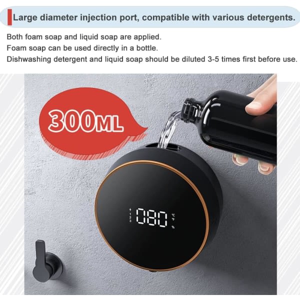 IC Väggmonterad Automatisk Skumtvåldispenser 300ml, Påfyllningsbar