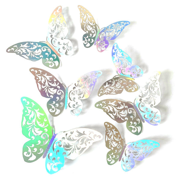 IC 72 stk Rose Gold 3D Butterfly Veggklistremerker Dekorasjon Avtagbar