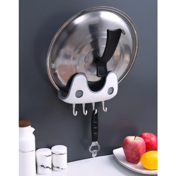 IC Vit Grå Lockhållare Väggficka Lockhållare Självhäftande Väggmonterade lock Organizer Hållare Kök Kök