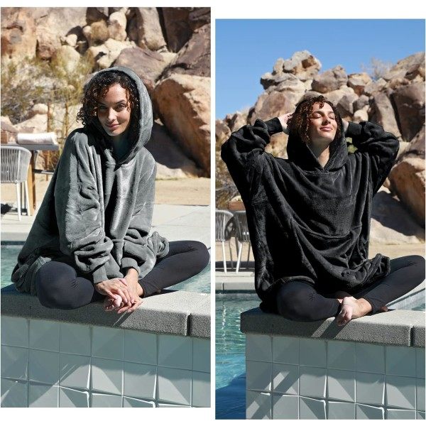 IC Oversized Hoodie Filt med Luva Svart
