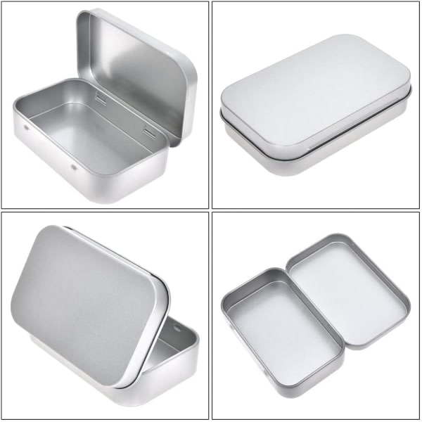 IC Silverplåtburkar, rektangulära metallburkar, 6 st små metallaskar, förvaring hemma för godis, nycklar, örhängen, etc
