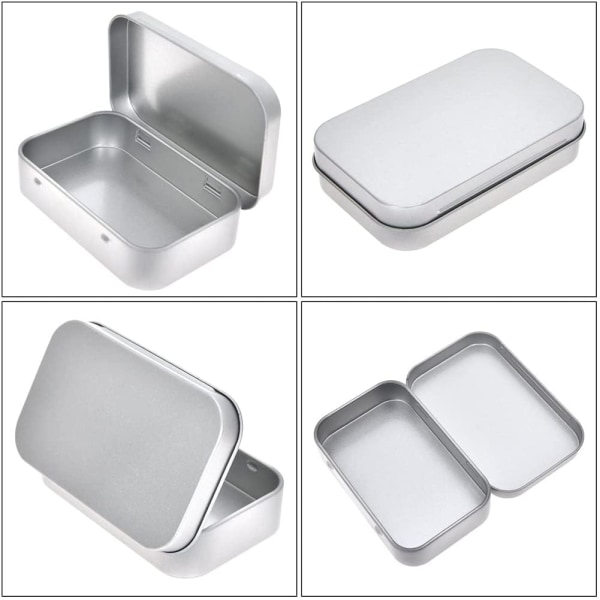 IC Sølvblikkboks, rektangulær metallblikkboks, 6 stk liten metallboks, hjemmeoppbevaringsboks for godteri, nøkler, øredobber, etc