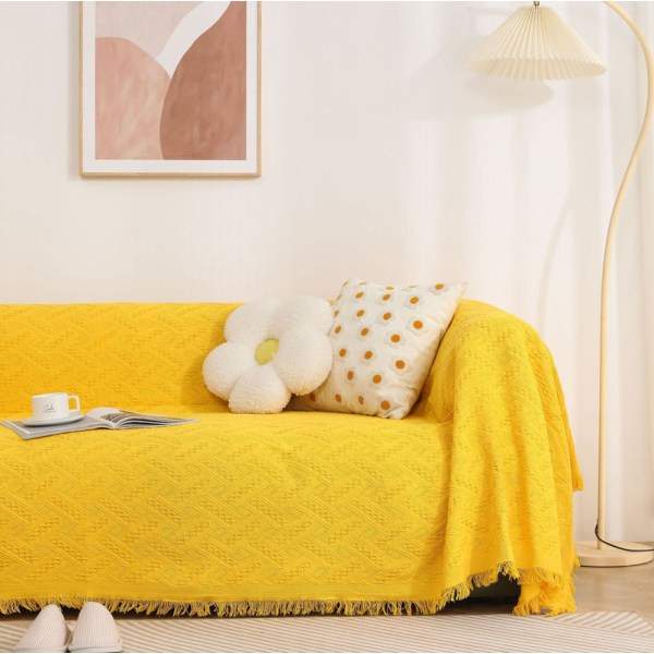 IC Bomulds Sofa Release Fuld Dækning Ensfarvet Sofa Tæppe 90*90