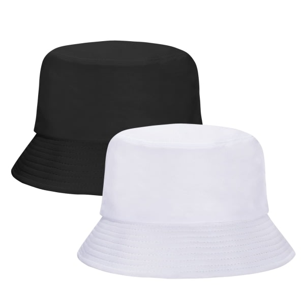 2-pack buckethatt för kvinnor Herr sommarresor Strandsolhatt utomhushatt Unisex buckethatt (svartvit)