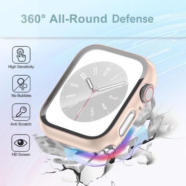 [3-pack] Etui til Apple Watch Series 9/8/7 41 mm med herdat glas IC