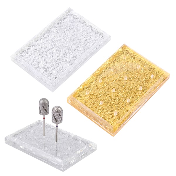 IC 12 Huls Nagelborrhållare Nagelfil Display Stativ Manikyr Guld