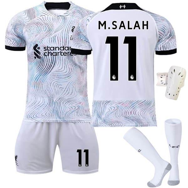 22-23 Ny Bortaströja All White Korrekt Version Nr 11 Salah 27 Nunez 23 Diaz Fotbollströja Storlek 9 med Strumpor Size 9 with socks #XS