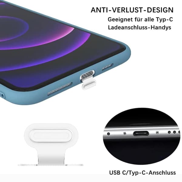 8-pak støvpropper til mobiltelefoner - kompatible med USB-C/Lightning, støvtætte, holdbare og tabssikre kontaktbeskyttere Transparent SZ2