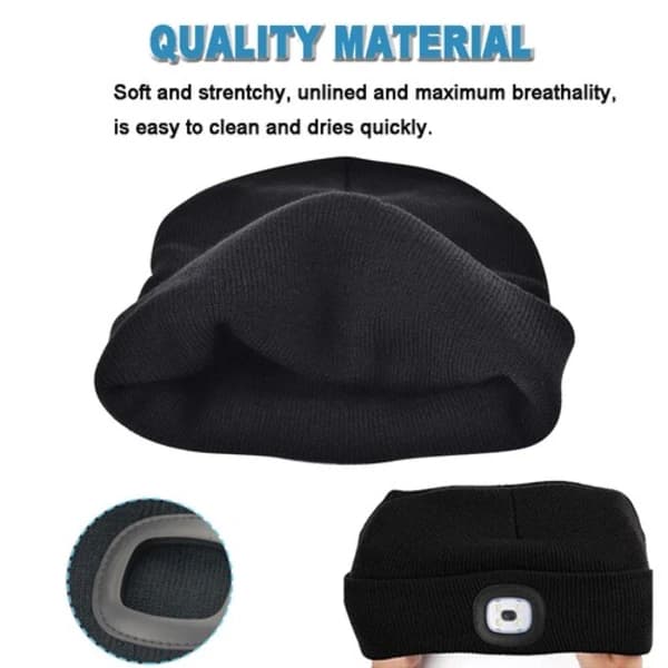 2-pack Unisex LED Beanie Hat Lamp Uppladdningsbar Varm Vinter Stickad Pannlampsmössa Grå-1 Pack Gray-1 Pack