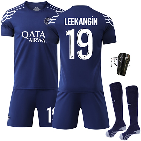 -25 nye sportsdrakter 10 Dembele klubb fotballklær Nr. 30 Messi Paris tre bortekamper Size 10 Sock Protectors #XS