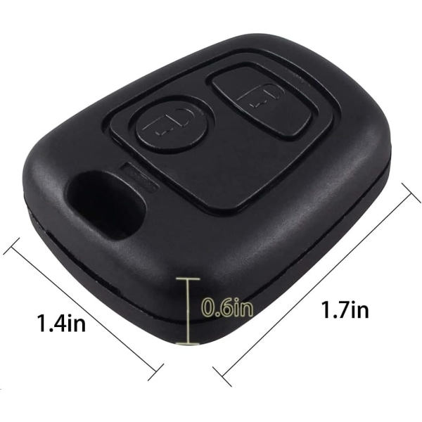 IC Fjärrnyckelfodral FOB kompatibel med Peugeot 107 207 407 206 306 406 806 Citr-oen C1 C21 C3 C4 C5 2 knapp nyckelskal