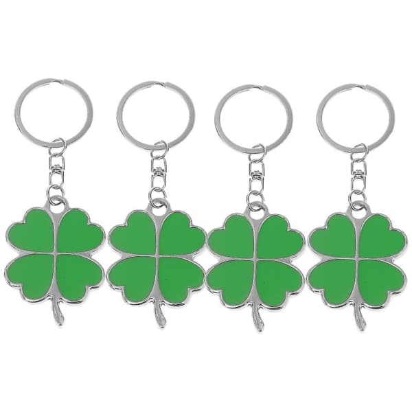 4st St. Patrick's Day Grass Nyckelring Creative Clover Nyckelringar Zinklegeringshänge IC