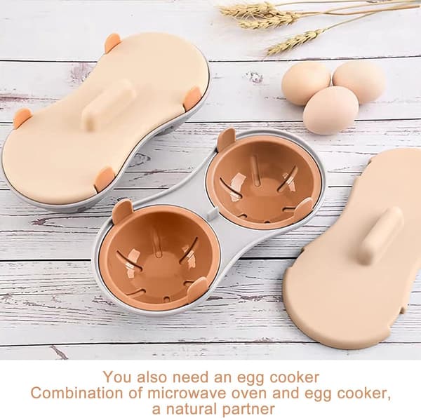 Mikroaaltouunin munankeitin - 22*11*8 cm - 2 onteloa, uppomunankeitin, uppomunakupit - munankeitin, keittiövälineet - oranssi