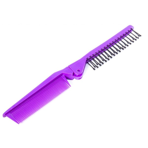 Bærbar resevikbar hårborste Kompakt hårborste med dobbel ende Antistatisk kam Purple