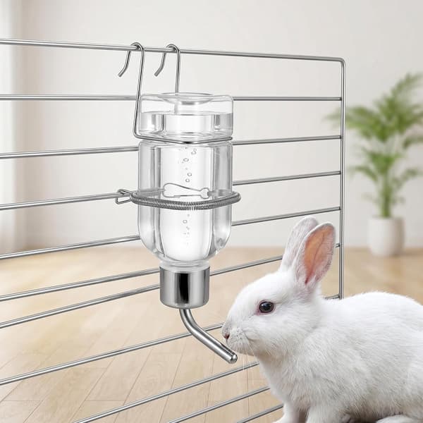 Vattenflaskor för smådjur, 2-pack, tuggtåliga, droppfria hängande gravitationsdispenser, för kaniner, hamstrar och marsvin, klar, 21 cm