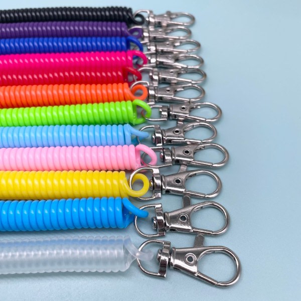 12-pack fjädernyckelringar, färgglada utdragbara nyckelringar, spiral-ID