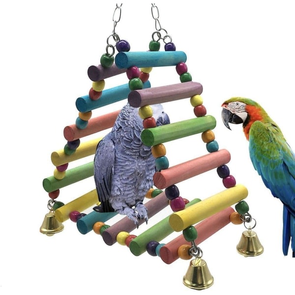IC Färgglad trä papegoja tugga leksak med tuggklocor och gunga