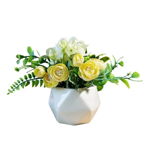 IC Enkel geometrisk blomsterpotte simulering blomsterdekorasjon levende gul