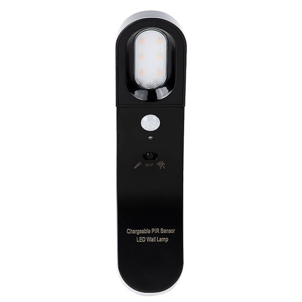 IC Ihmiskehon sensorivalo Led Energiansäästävä yövalo Käytävä Kävely Infrarpunasensori USB-lataus yövalo (musta kuori - lämmin valo)