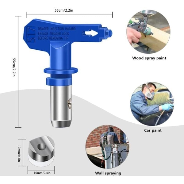 Pakke med vendbare Airless sprøjtespidser, Airless malersprøjtepistoler, Sprøjtedele til hjem, bygninger, terrasser, hegn (211, 315, 417, 517, 515, 523)..DEBUNS