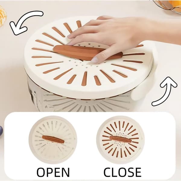15 - 3cm - Fruit Strainer - Washing Bowl - Lid - that - twists - Foldable - Handle - Multifunctional - draining basket - Suitable