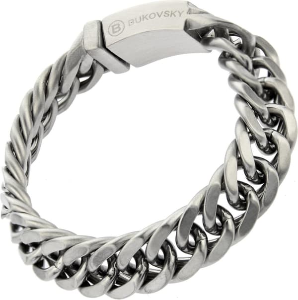 Herrarmband kedja 316L rostfritt stål borstad pansarlänk allergivänligt dolt lås 23 cm silver 15 mm