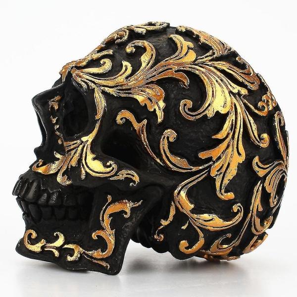 IC Harts Håndværk Sort Dødningehoved Guld Carving Halloween Fest Dekoration Dødningehoved Skulptur Ornament Hjemindretning Tilbehør