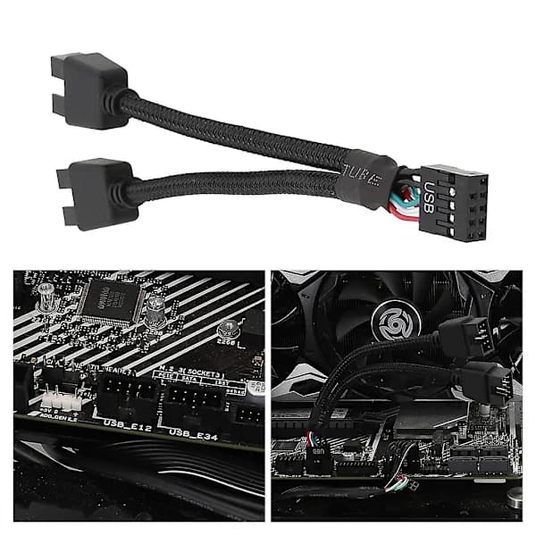 Bundkort USB 9-bens Interface Header Splitter 1 til 2 Forlængerkabel Adapter