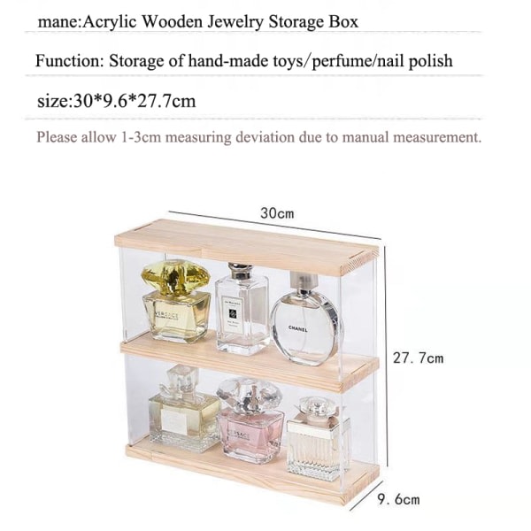 2-lagers parfymförvaringslåda Leksaksdisplaystativ klar 30*9,6*27,7cm