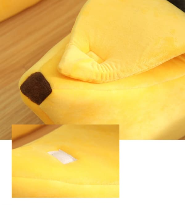 Banan Kattehule, Blød Plys Og Elastisk Skum, Halvåbent Betræk, Til Katte, Killinger, Kaniner Og Små Hunde, Gul, Medium