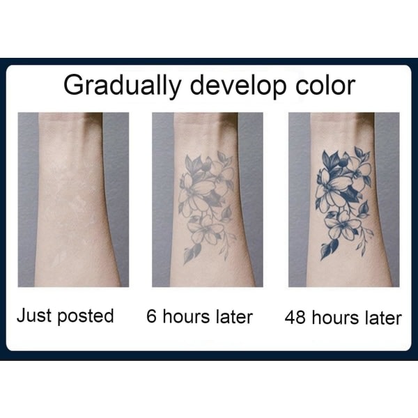 IC Flower Arm Juice Tatuointitarrat Engelska Bokstäver Män och Kvinnor Vattentät Hållbar Simulering Ört Tillfälliga Tatueringar-3