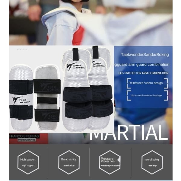 IC Taekwondo Shin Protector Underarm Armbåge Armbeskyttelse, WT MMA Kampsport Kickboxning Karate Sparring Muay Thi Træning