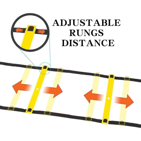 IC Agility Ladder Justerbar Agility Ladder Hastighetsträningsudstyr 10 Ring med bärväska Idealisk for øvelser, koordination