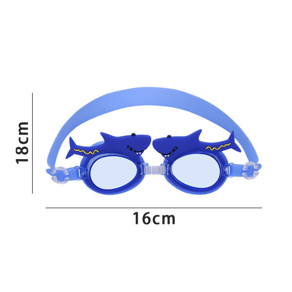 IC Badhette og svømmebriller for barn, morsom badhette og svømmebriller for barn og småbarn, Vanntett hette i høy elastisk silikon med anti-blå hai