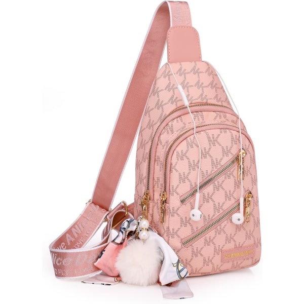 IC Sling Rygsæk Slingtaske til Kvinder, Brysttaske Daypack Crossbody Sling Rygsæk (A-Pink)