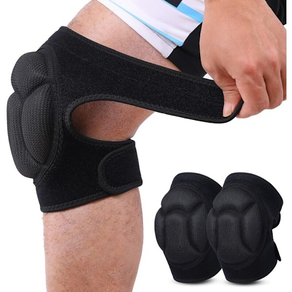 2 stk. beskyttende knebeskyttere, kollisjonssikre tykke svamp-knebeskyttere for hagearbeid, arbeid, jogging, terrengsykling