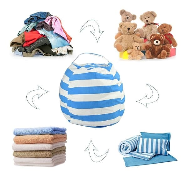 IC Plyschleksaksförvaring, Bean Bag Cover, Bean Bag Kudde blå