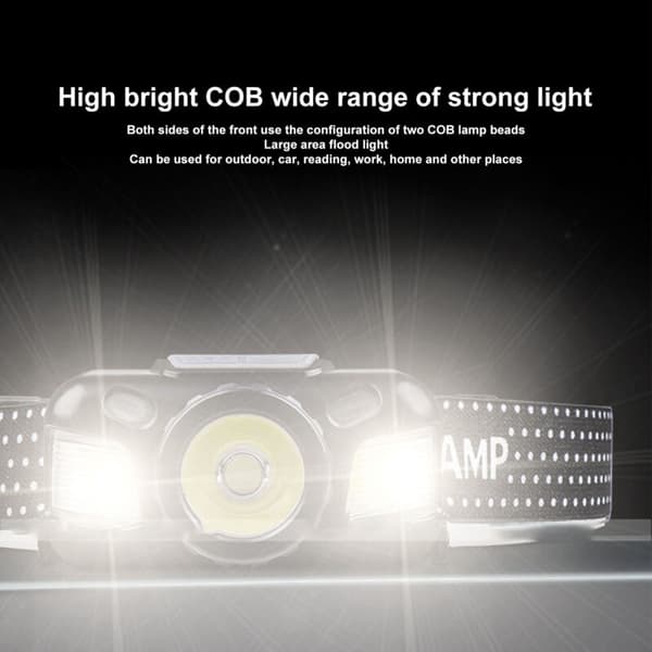 Oppladbar hodelykt, Super Bright Mini Fixed Focus Sensor Hodelykt for Camping, Sykling, Løping, Fiske, DUBUNS