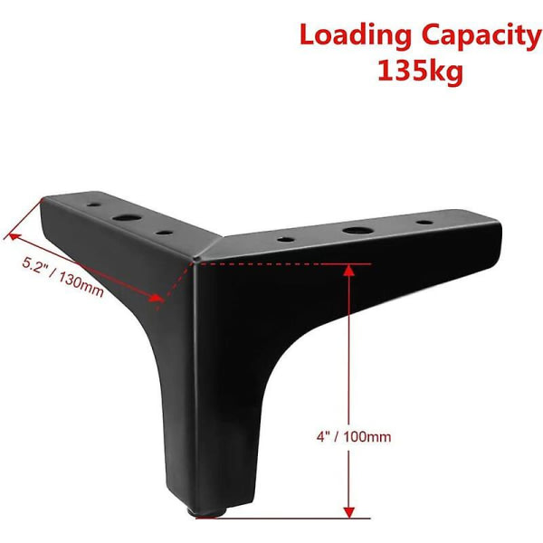 IC CNE set av 4 svart metalli triangel säng ben Gör själv möbler