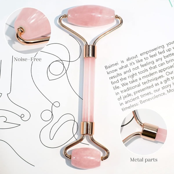 IC Jade Roller & Gua Sha, Ansiktsrulle, Facial Beauty Roller - Rosa