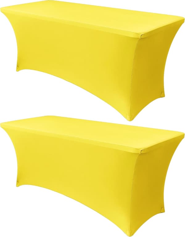 2-pak strækdug citrongul - 183x75cm×75cm - Spandex - Til festbord og messe
