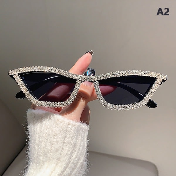 IC Fashion Vintage Zircon Solglasögon Cat Eye Triangel Ram Sungla A2