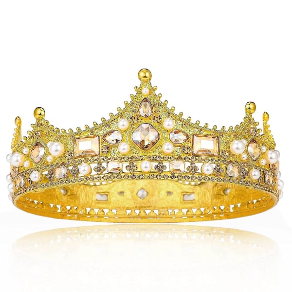 IC Gold King Crown miehille, Prince Birthday Crowns, Cosplay Royal Crown Prom Halloween