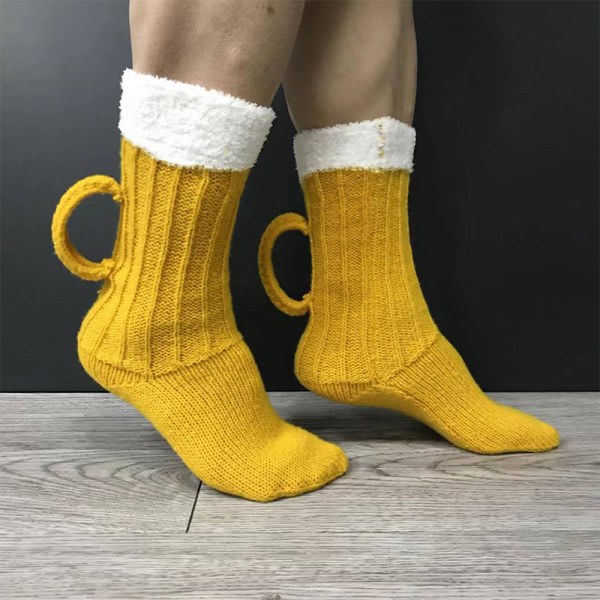 IC Julklapp 3D Öl mugg strumpor Unisex Vinter Varma Golvstrumpa