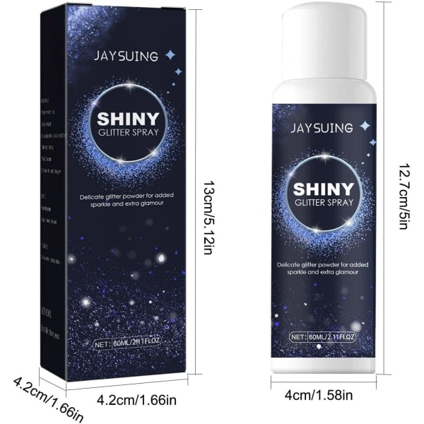 2-pakning Glitterspray 60ml - Midlertidig glitterspray for hår og kropp  Lett kroppssminkeglitter med glitrende skimrende glød