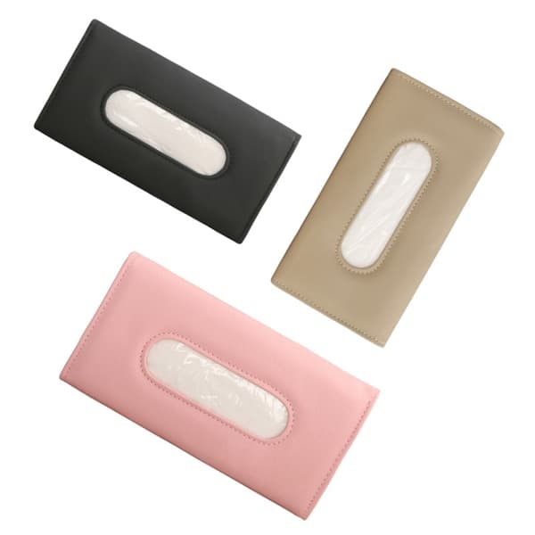 IC Vævnadsholder til bil Solskydd Engangsmaske Serviettholder Læder Tissue Box - Khaki