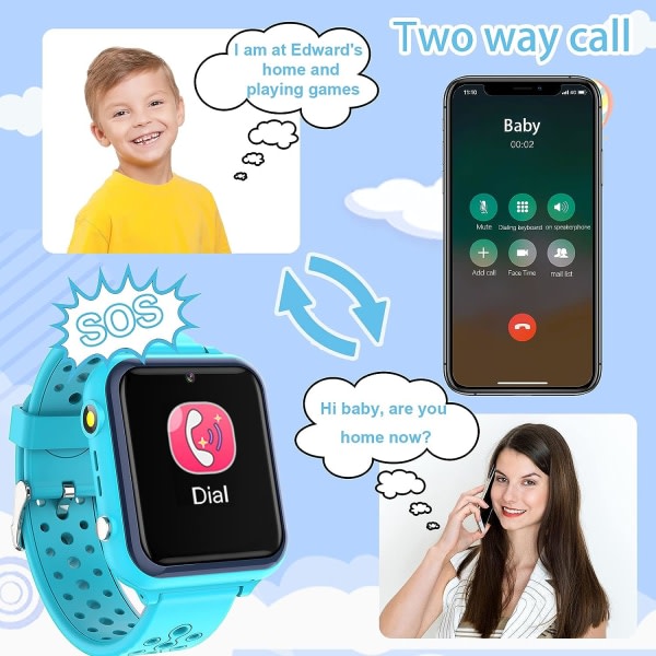 IC Smart Watch -telefon for barn, Vattentät Smart Watch for barn MP3-musikk