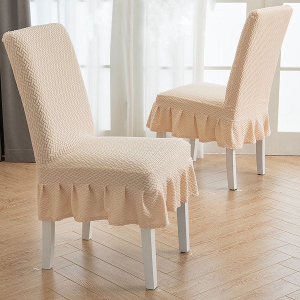 IC 2 kpl Tuolinpäällinen ruokapöydän tuolinpäällinen hameella keltainen