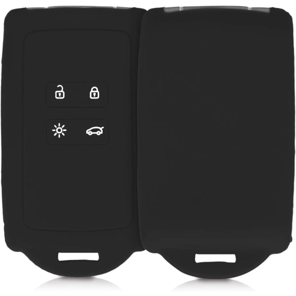Bilnøgletilbehør kompatibelt med Renault Smart Key 4-knapper (kun Keyless Go) - Blødt silikoneetui med nøgleringsspids - Sort IC